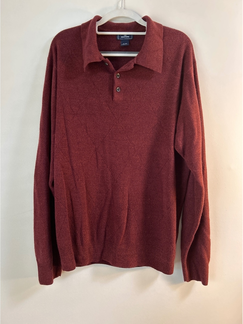 Dockers Men's XL Burgundy Acrylic Polo Sweater
